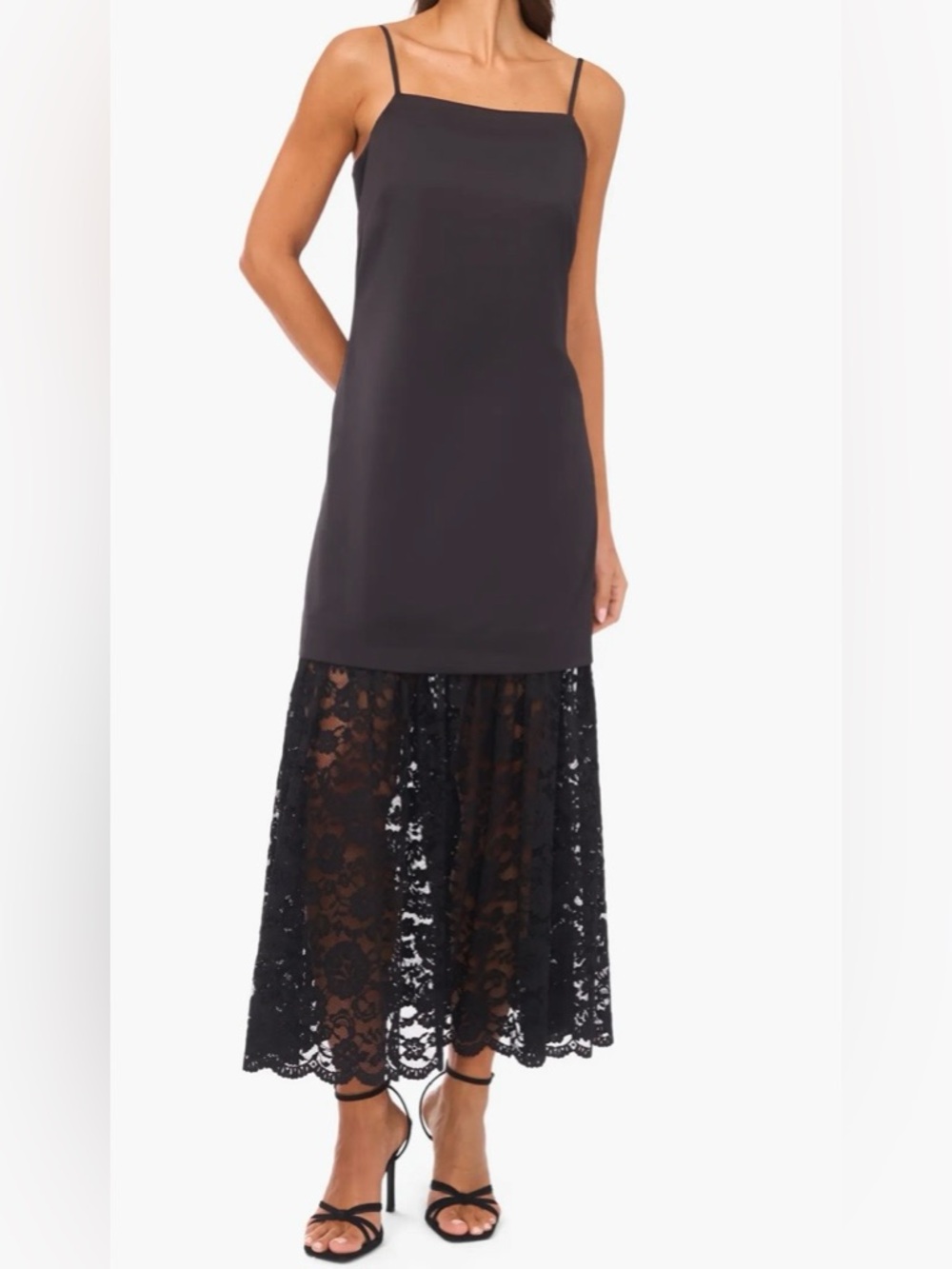 Vince Camuto Black Lace Maxi Slip Dress